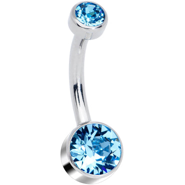 Aqua 6mm Titanium Internal Thread Belly Ring Created with Crystals