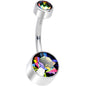 Vitrail 8mm Titanium Internal Thread Belly Ring Created with Crystals