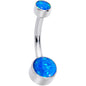 Blue Synthetic Opal Grade 23 Titanium Internal Thread Duo Belly Ring