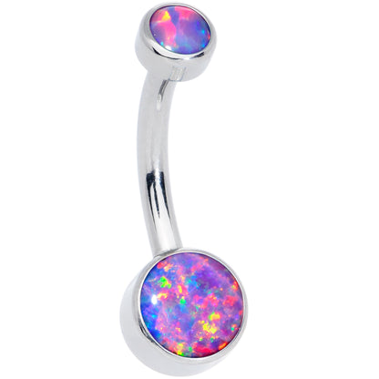 Purple Synthetic Opal Grade 23 Titanium Internal Thread Duo Belly Ring