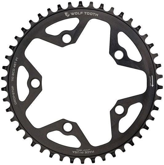 Wolf Tooth 110 BCD Cyclocross Road Chainring - 42t 110 BCD 5-Bolt Drop-Stop B  BLK