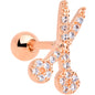 16G 1/4 Clear CZ Gem Rose Gold Tone Scissors Cartilage Tragus