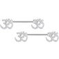 14G 9/16 Clear CZ Gem Amazing Om Barbell Nipple Ring Set