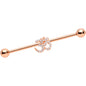 14G Clear CZ Gem Rose Gold Hue Amazing Om Industrial Barbell 38mm