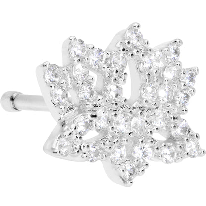 20G 1/4 Clear CZ Gem Lotus Flower Nose Bone