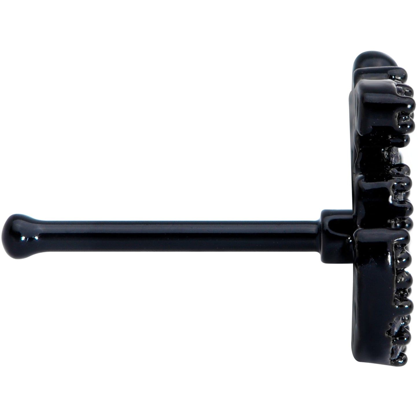 20G 1/4 Clear CZ Gem Black Amazing Om Nose Bone