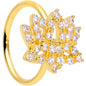 18G 3/8 Clear CZ Gem Gold Tone Lotus Flower Nose Hoop