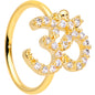 18G 3/8 Clear CZ Gem Gold Tone Amazing Om Nose Hoop