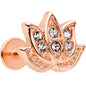 16G 5/16 Clear Gem Rose Gold Tone Lotus Labret Monroe Tragus