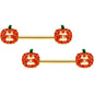 14G 5/8 Orange Gem Pumpkin Halloween Barbell Nipple Ring Set