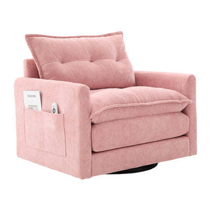 Accent Chair Swivel Barrel Chenille Pink Memory Foam