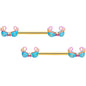 14G 5/8 Pink Gem Gold Tone Bikini Top Barbell Nipple Ring Set