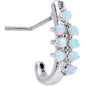 20G 7mm White Synthetic Opal Ornate Faux Hoop L Shaped Nose Ring