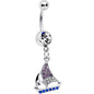 Clear Blue Purple Gem Sailboat Dangle Belly Ring