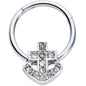 16G 3/8 Clear Gem Nautical Anchor Hinged Segment Ring