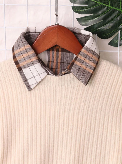 Plaid Long Sleeve Sweater Dress