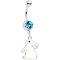 Aqua Gem Easter Bunny Glow in the Dark Dangle Belly Ring