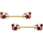 14G 9/16 Gold Tone Snacking Squirrel Barbell Nipple Ring Set