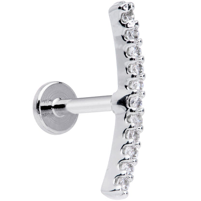 16G 1/4 Clear CZ Gem Curve Internal Thread Labret Monroe Tragus
