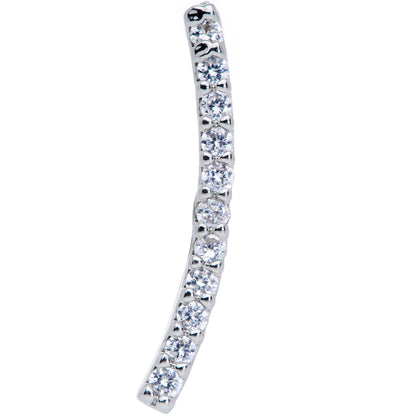 16G 1/4 Clear CZ Gem Curve Internal Thread Labret Monroe Tragus