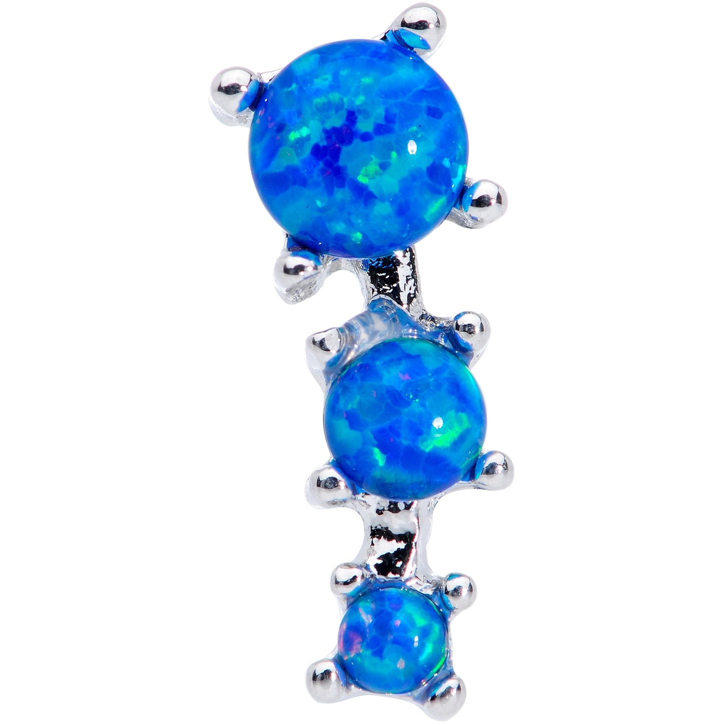 16G 1/4 Blue Synthetic Opal Triad Cartilage Tragus