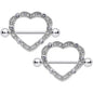 14G 9/16 Clear Gem Love Hearts Nipple Shield Set