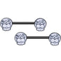 14G 9/16 Black Calavera Sugar Skull Barbell Nipple Ring Set