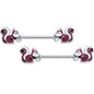 14G 5/8 Snacking Squirrel Barbell Nipple Ring Set