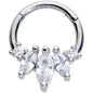 16G 5/16 Clear CZ Gem Circlet Hinged Segment Ring