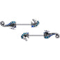 14G 9/16 Nautical Seahorse Barbell Nipple Ring Set