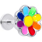 16G 1/4 Rainbow Hippie Flower Labret Monroe Tragus