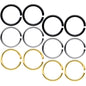 18G 5/16 Black Gold Tone Anodized Seamless Circular Ring Set of 12