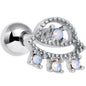 16G 1/4 White Faux Opal UFO Cartilage Tragus Earring