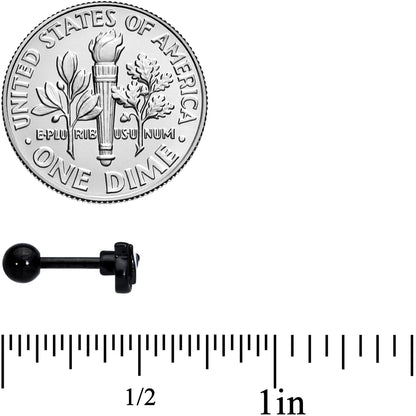 16G 1/4 Black White Formal Bow Cartilage Tragus Earring
