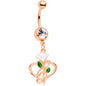 Clear Gem Rose Gold Tone Heart Flower Music Dangle Belly Ring