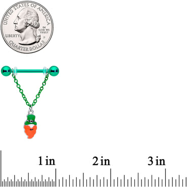 14G 11/16 Leprechaun St Patricks Day Chain Dangle Nipple Ring Set