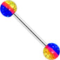 Blue Orange Yellow UV Glow Acrylic Ball Barbell Tongue Ring
