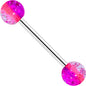 Pink Purple UV Glow Acrylic Ball Barbell Tongue Ring