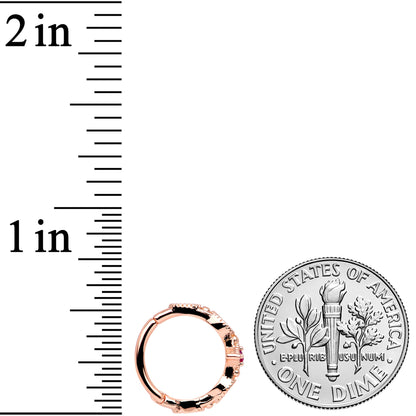 16G 3/8 Red Gem Rose Gold Tone Regal Cats Eye Hinged Segment Ring