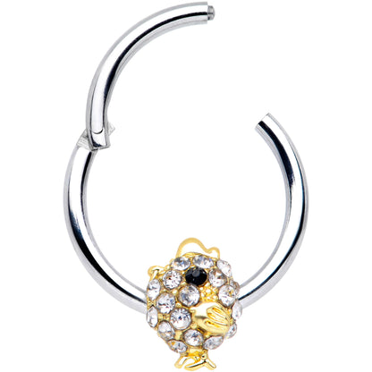16G 3/8 Clear Black Gem Little Chick Septum Ring