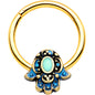 16G 3/8 Gold Tone Aqua Ornate Hamsa Hand Septum Ring