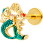 16G 5/16 Gold Tone Green Mermaid Labret Monroe Tragus