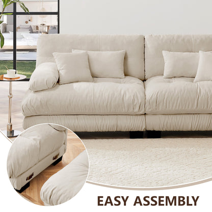 Sectional Sofa L-Shape Chenille Light Coffee 3 Seat Convertible Ottoman