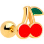 16G 1/4 Gold Tone Charming Cherries Cartilage Tragus