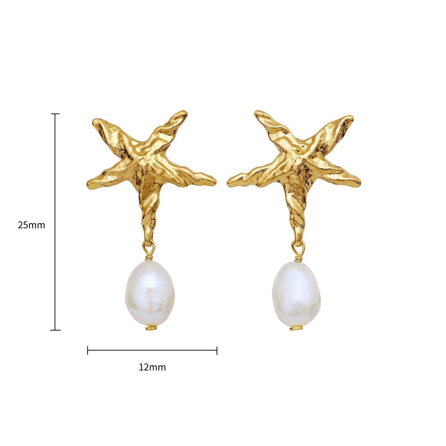 Fashionable Five-pointed Star Pearl Earrings