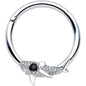 16G 3/8 Clear Black Gem Shark Septum Ring