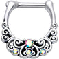 16G 3/8 Aurora Gem Scrolling Hearts Cartilage Clicker