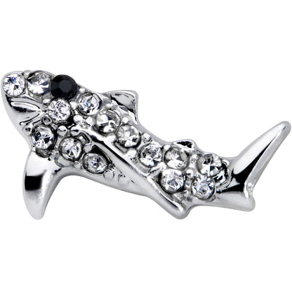 16G 1/4 Clear Black Gem Shark Cartilage Tragus Earring