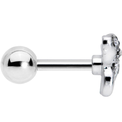 16G 1/4 Clear Black Gem Shark Cartilage Tragus Earring
