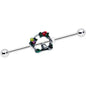 14G Red Yellow Flower Swing Bird Industrial Barbell 38mm